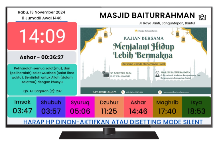 cara gant foto jam digital masjid