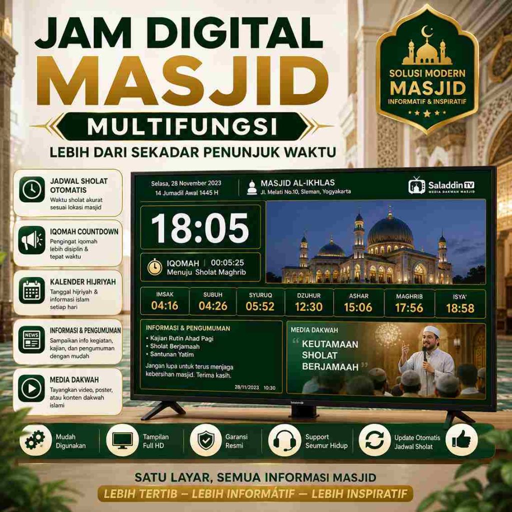 Jam Digital Masjid Multifungsi Lebih dari Sekadar Penunjuk Waktu