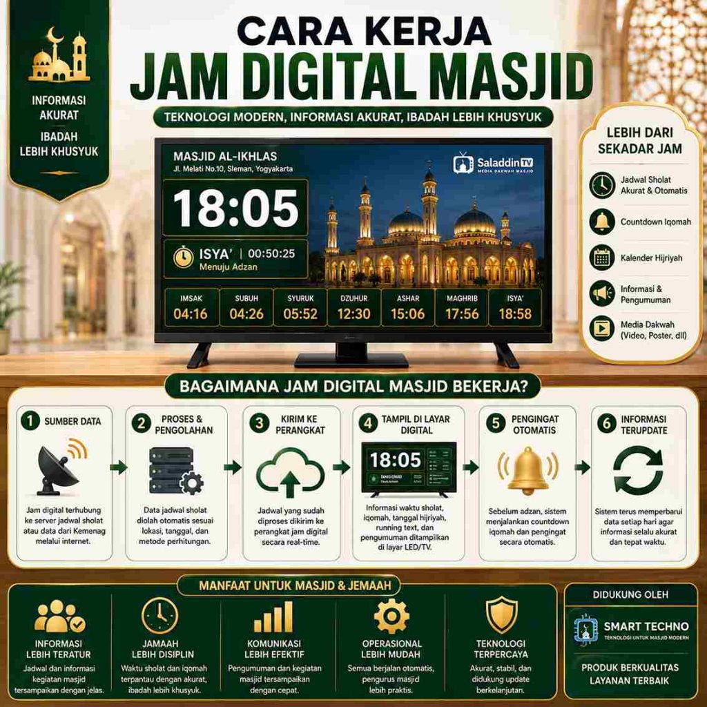 Cara Kerja Jam Digital Masjid dalam Menampilkan Jadwal Sholat