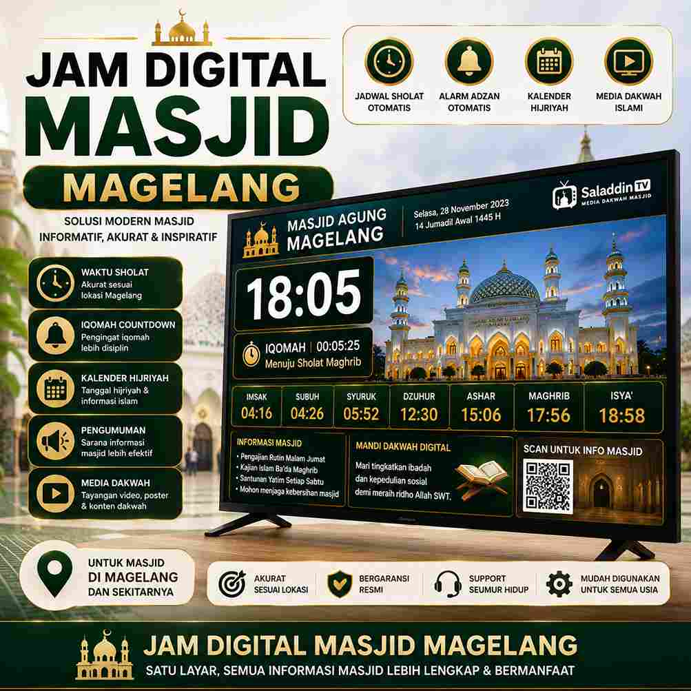 Jam Digital Masjid Magelang Untuk Jadwal Salat Modern Dan Akurat