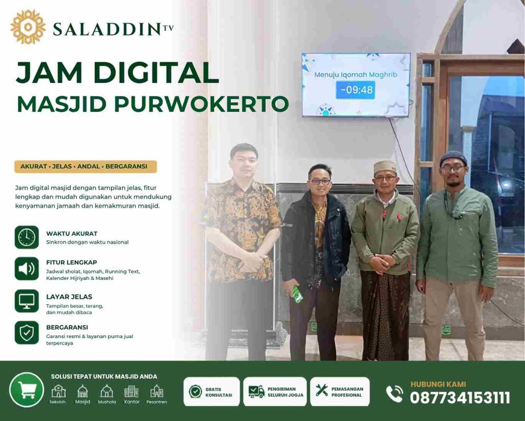 Jam Digital Masjid Purwokerto Untuk Jadwal Sholat Modern Dan Akurat