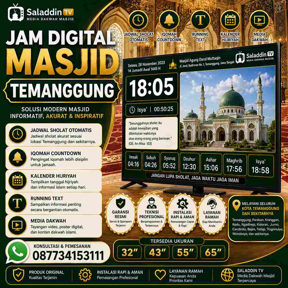 Toko Jam Digital Masjid Temanggung untuk Mendukung Pengelolaan Masjid yang Lebih Modern