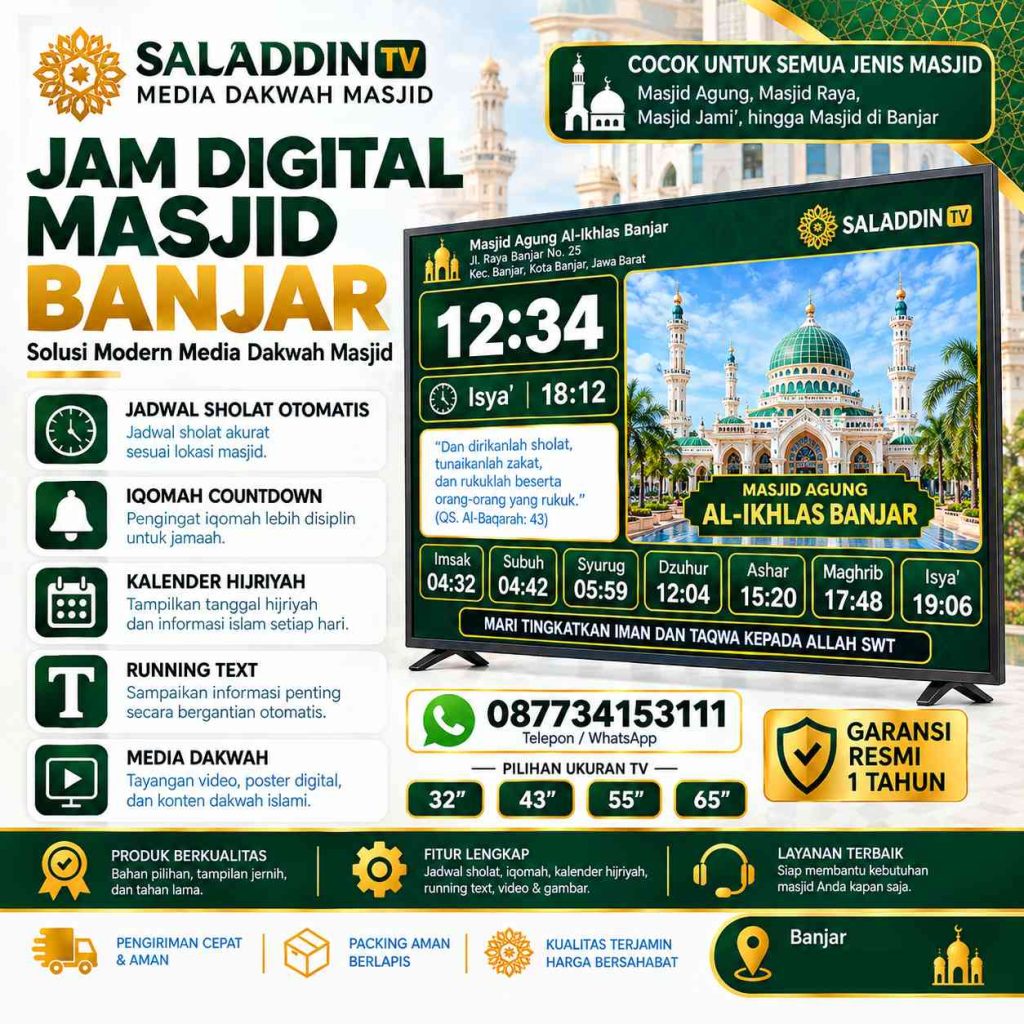 Jam Digital Masjid Banjar untuk Informasi Ibadah Modern