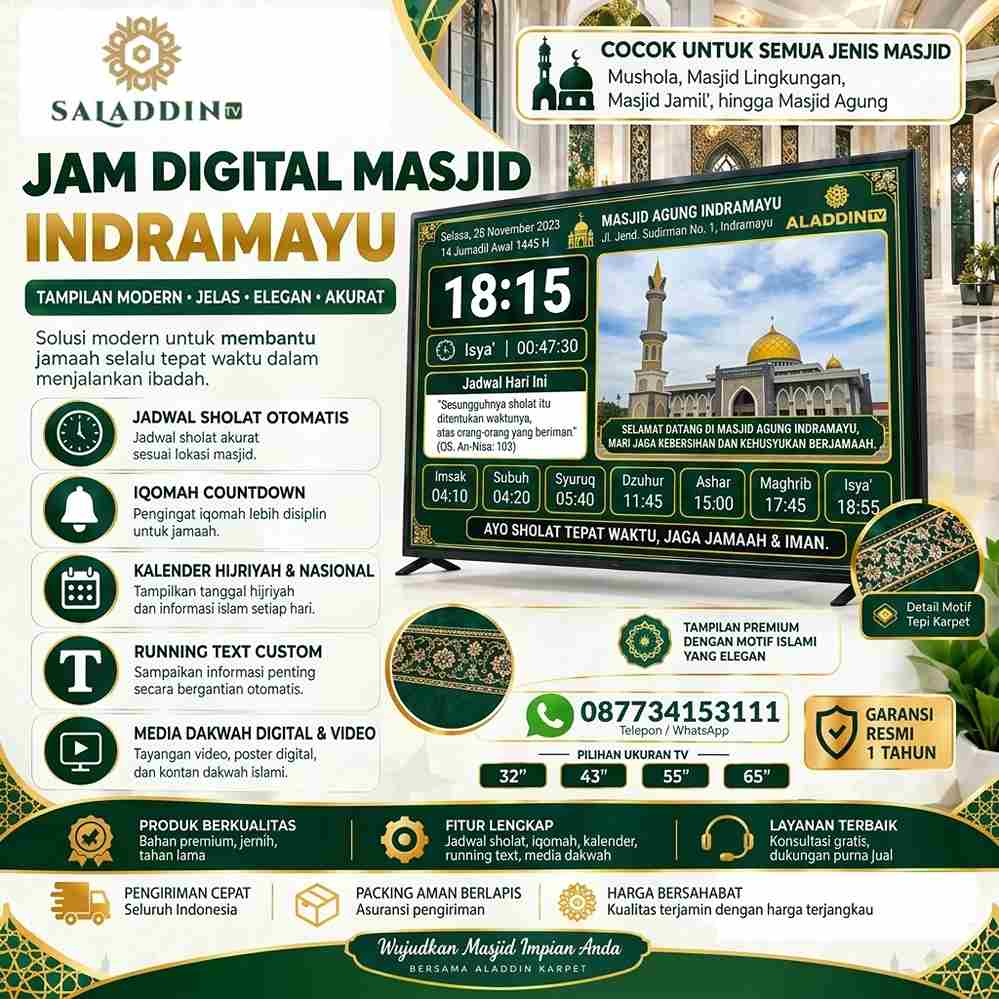Jam Digital Masjid Indramayu untuk Informasi Ibadah Modern