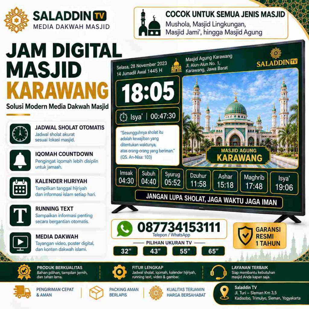 Jam Digital Masjid Karawang untuk Informasi Ibadah Modern