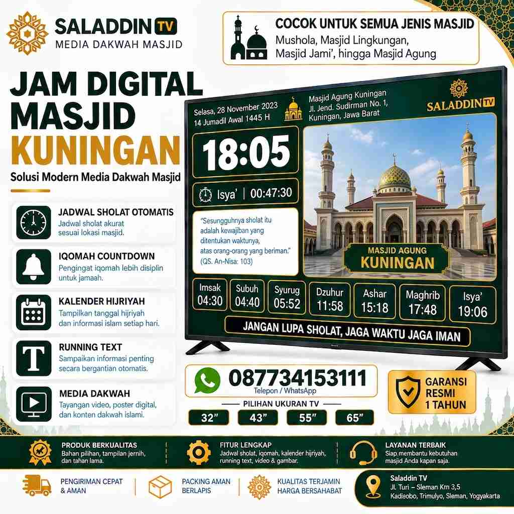 Jam Digital Masjid Kuningan untuk Informasi Ibadah Modern