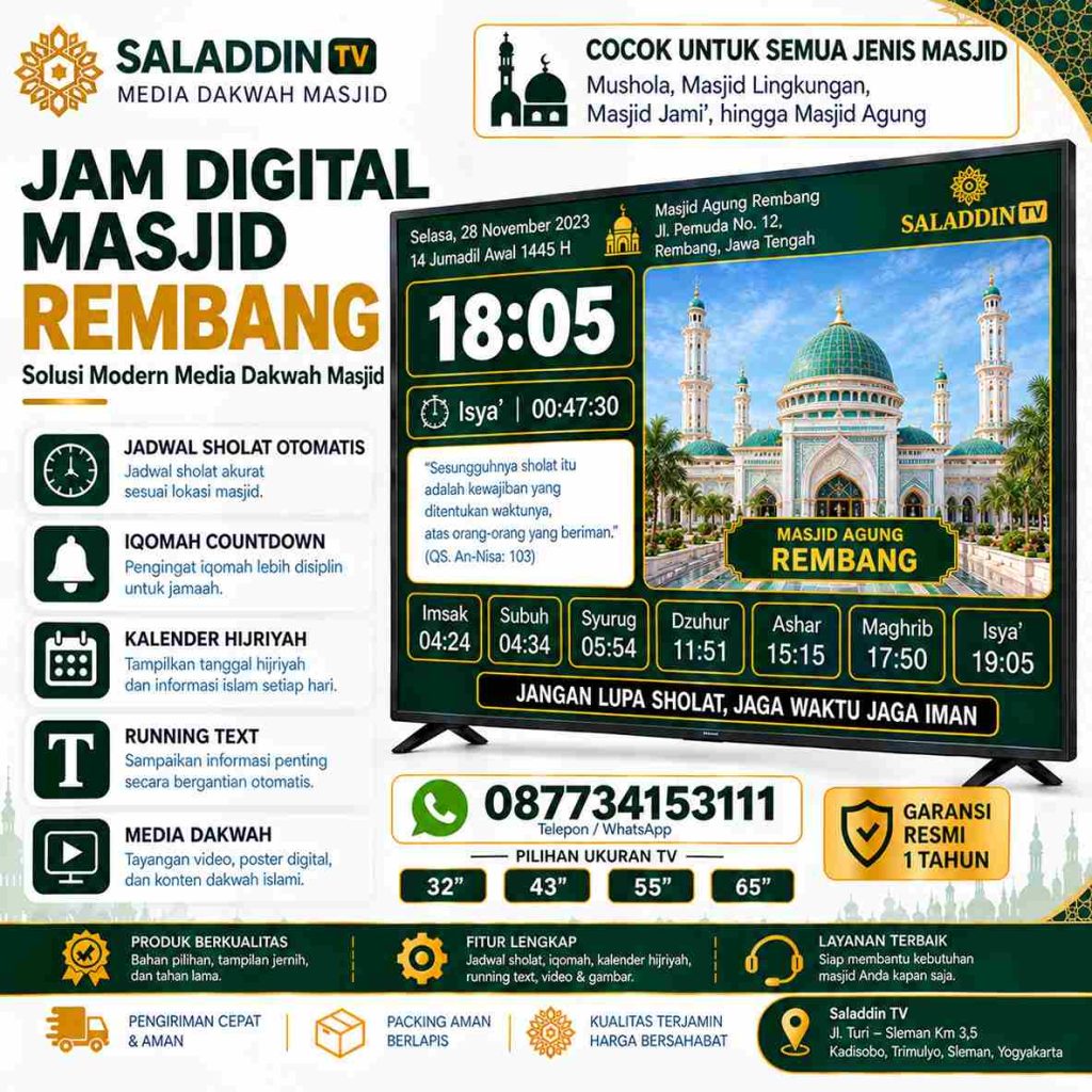 Jam Digital Masjid Rembang untuk Informasi Ibadah Modern